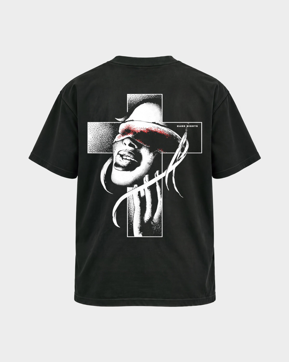 Church of rave – Basic Shirt in Schwarz, Rückenprint – Hard Nights