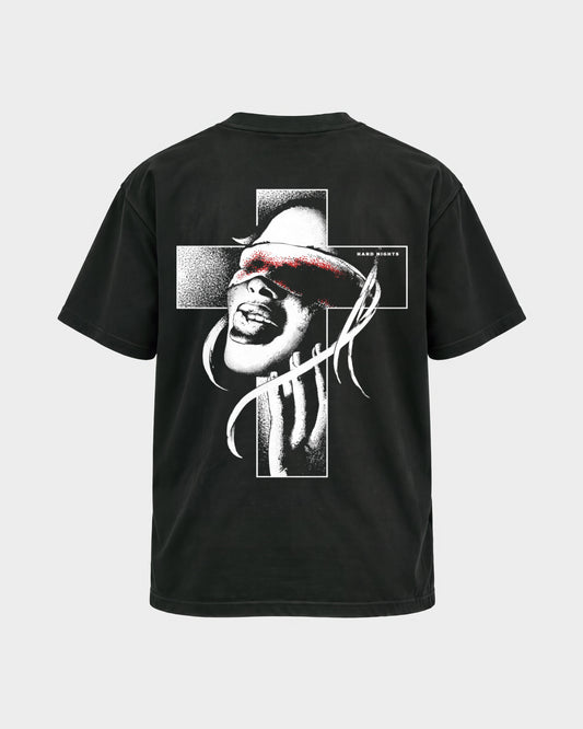 Church of rave – Basic Shirt in Schwarz, Rückenprint – Hard Nights