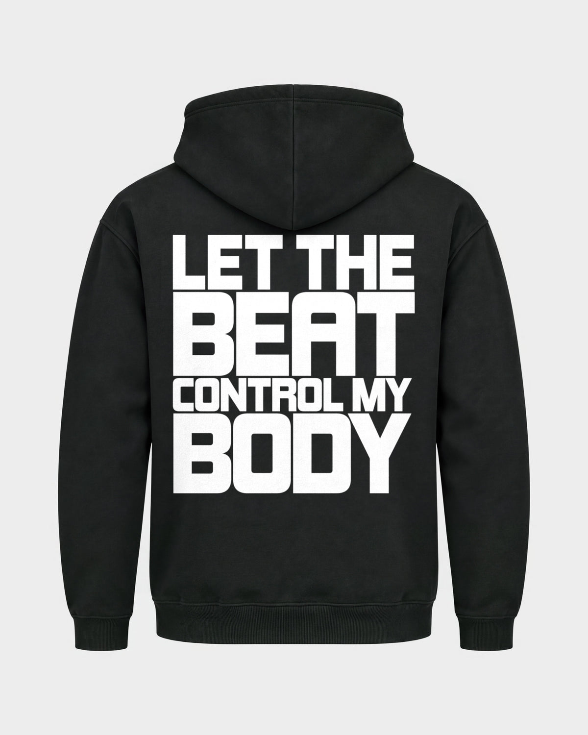 Control my body – Basic Hoodie in Schwarz, Rückenprint – Hard Nights