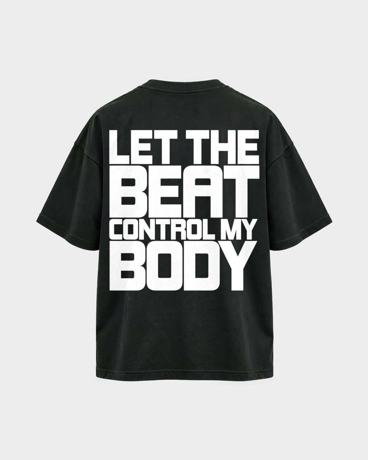 Control my body – Oversized Shirt in Schwarz, Rückenprint – Hard Nights