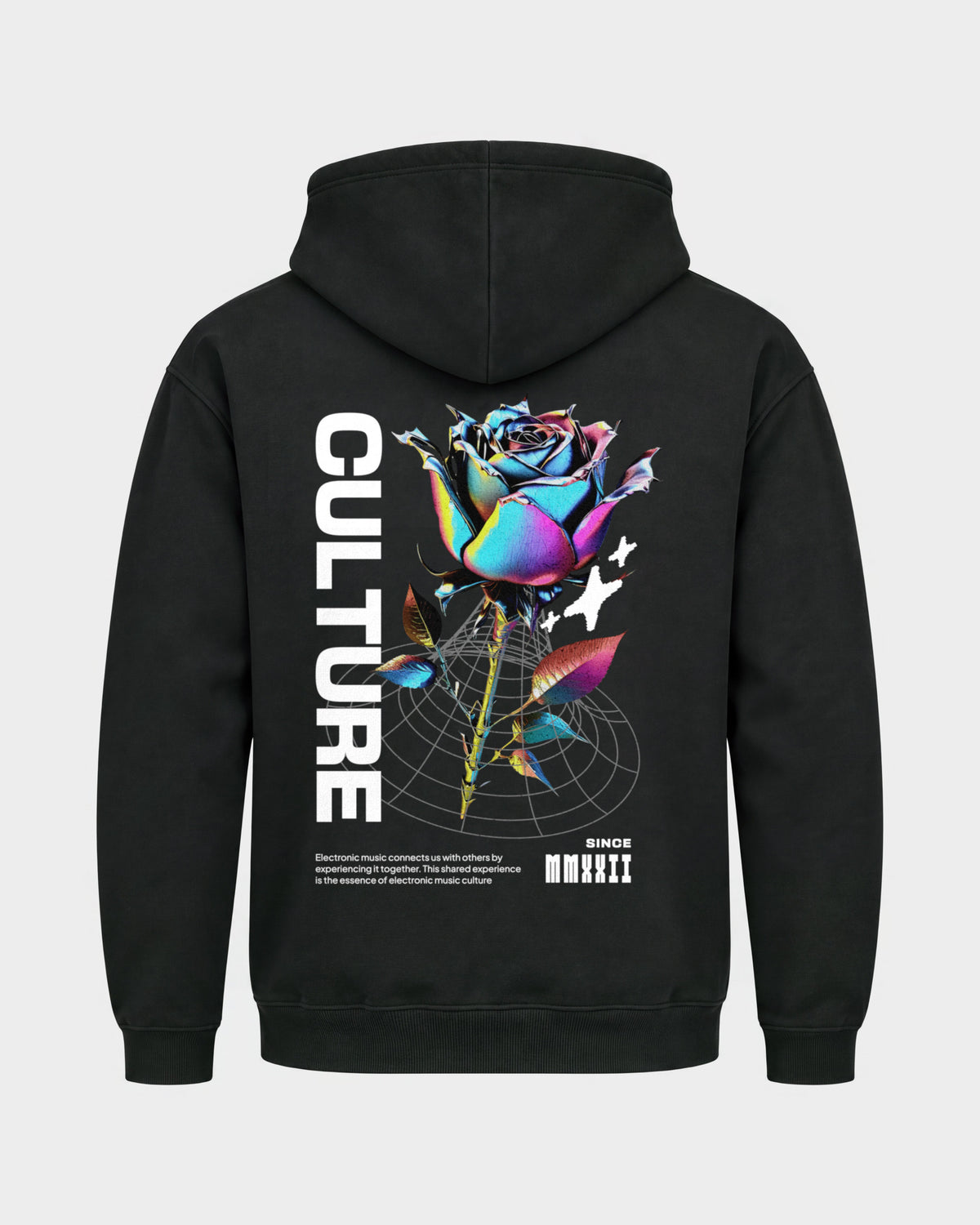 Culture – Basic Hoodie in Schwarz, Rückenprint – Hard Nights