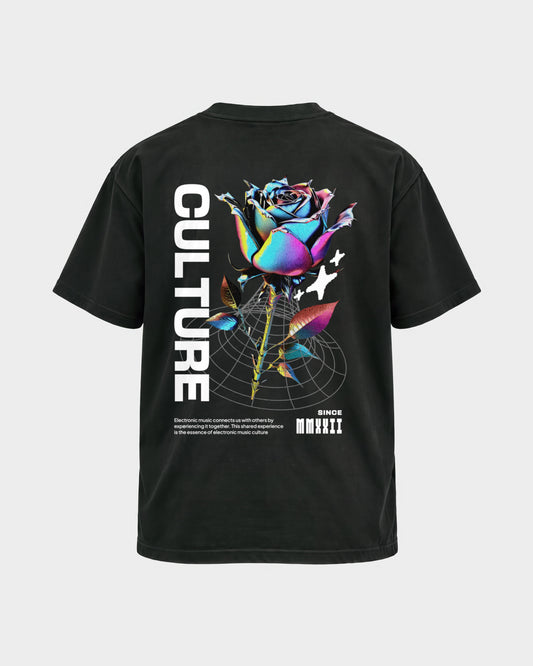 Culture – Basic Shirt in Schwarz, Rückenprint – Hard Nights