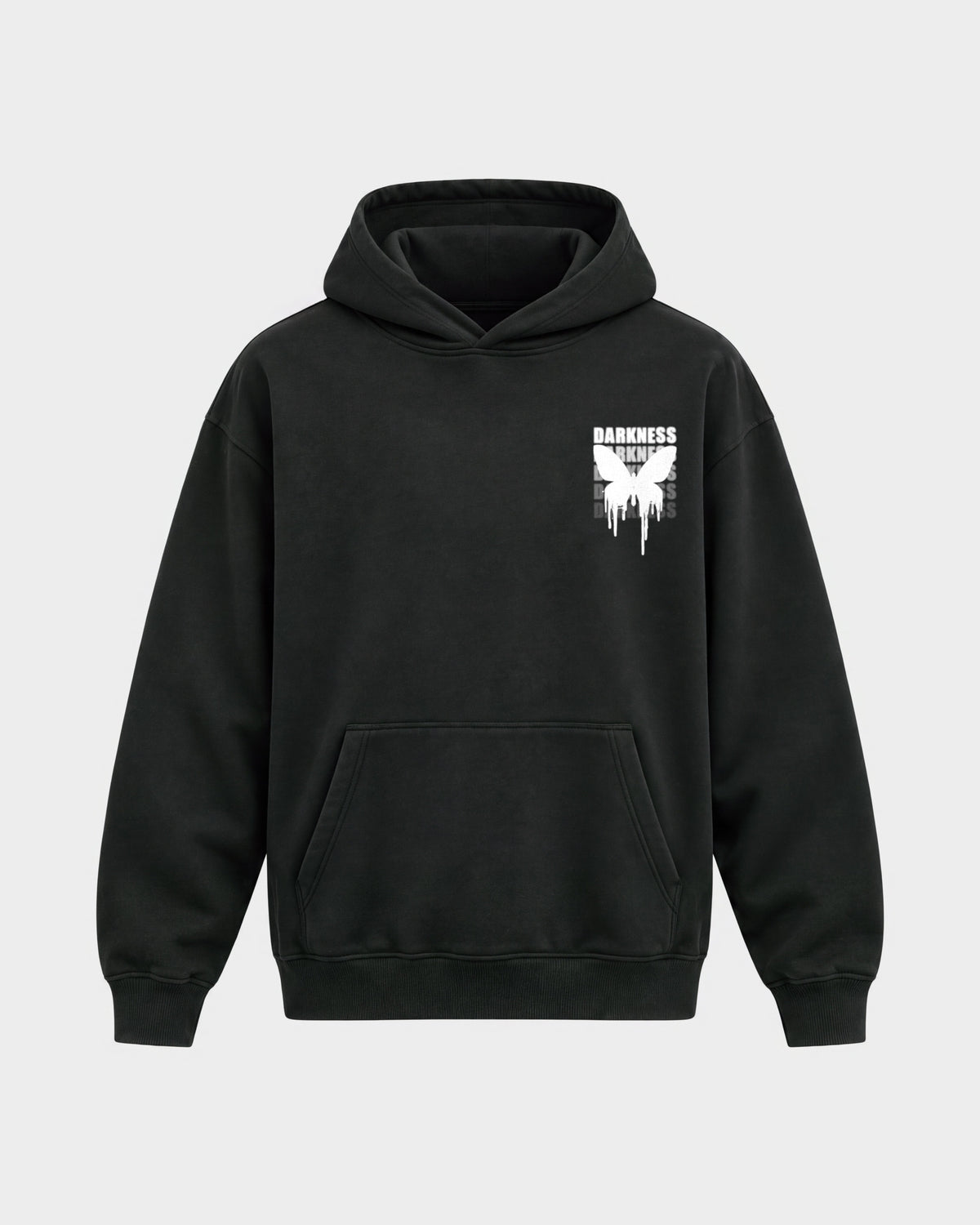 Darkness – Oversized Hoodie in Schwarz, Frontprint – Hard Nights