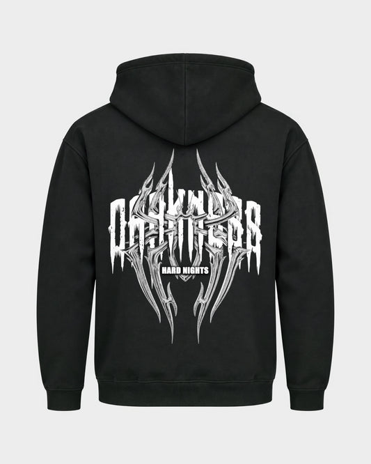 Darkness Spider – Basic Hoodie in Schwarz, Rückenprint – Hard Nights