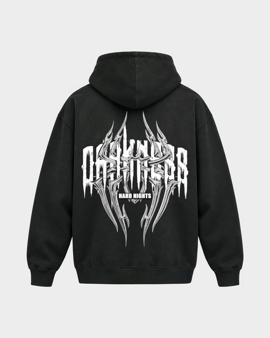 Darkness Spider – Oversized Hoodie in Schwarz, Rückenprint – Hard Nights