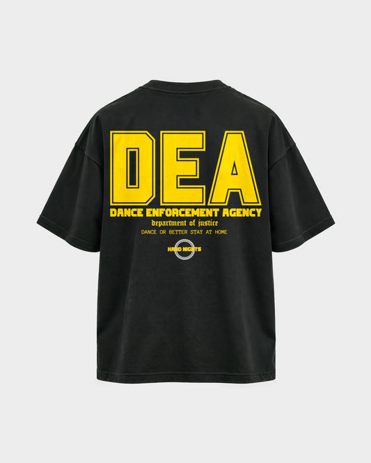 DEA – Oversized Shirt in Schwarz, Rückenprint – Hard Nights
