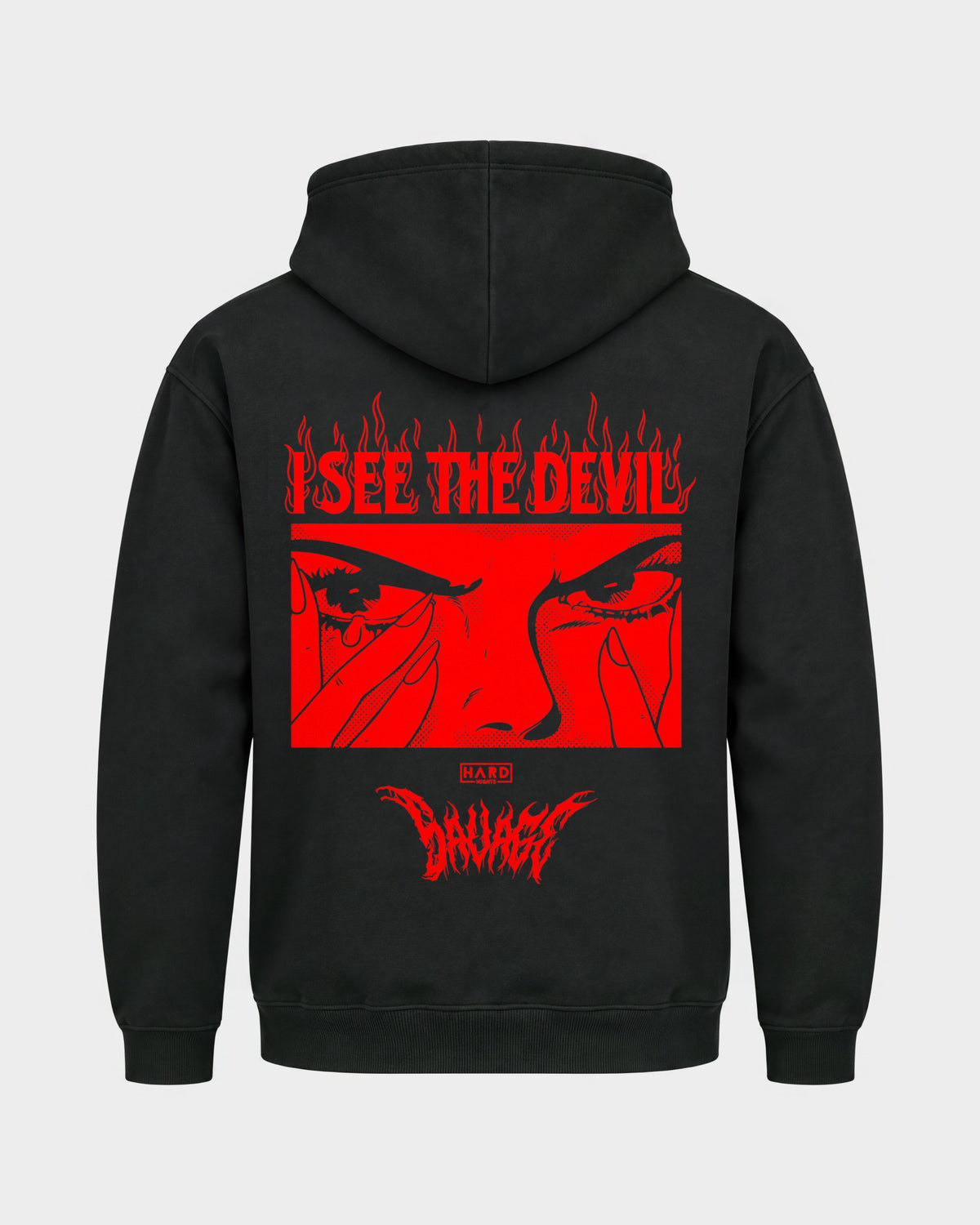 Devil – Basic Hoodie in Schwarz, Rückenprint – Hard Nights