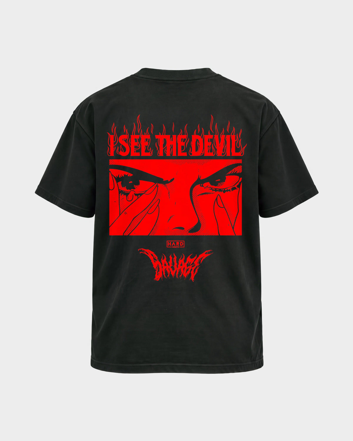 Devil – Basic Shirt in Schwarz, Rückenprint – Hard Nights