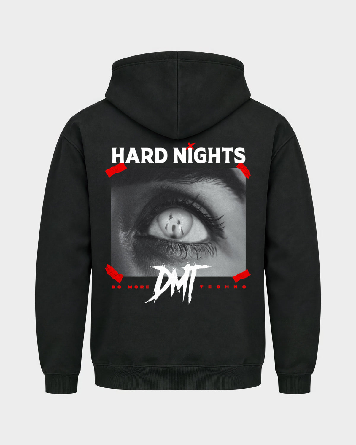 DMT – Basic Hoodie in Schwarz, Rückenprint – Hard Nights