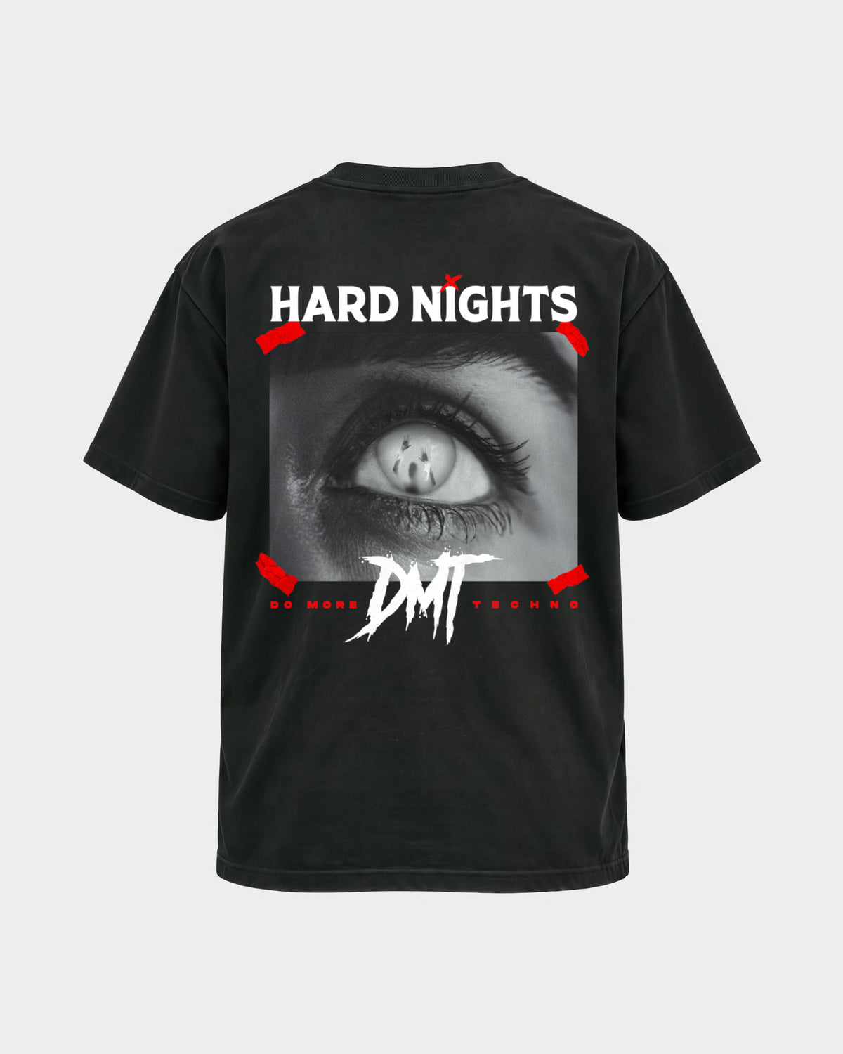 DMT – Basic Shirt in Schwarz, Rückenprint – Hard Nights