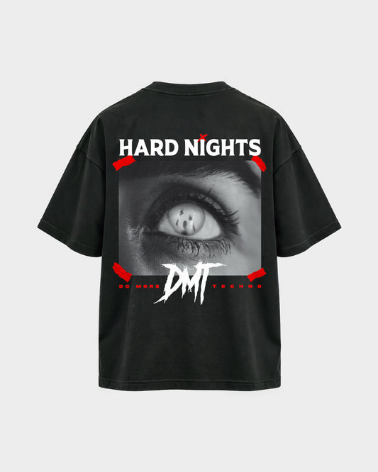 DMT – Oversized Shirt in Schwarz, Rückenprint – Hard Nights