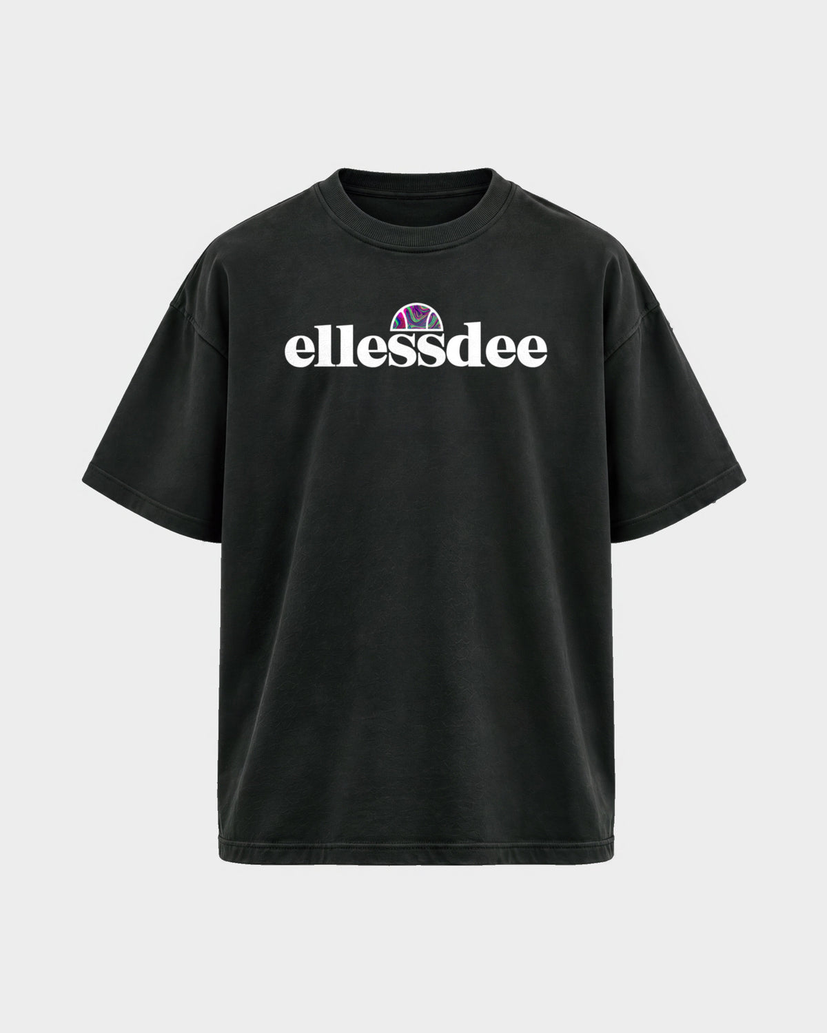 Ellessdee – Oversized Shirt in Schwarz, Frontprint – Hard Nights