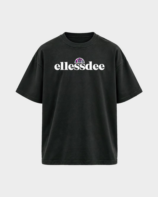 Ellessdee – Oversized Shirt in Schwarz, Frontprint – Hard Nights