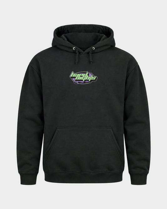 Hard Nights Ellipse – Basic Hoodie in Schwarz, Frontprint – Hard Nights