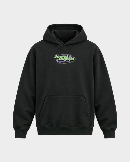 Hard Nights Ellipse – Oversized Hoodie in Schwarz, Frontprint – Hard Nights