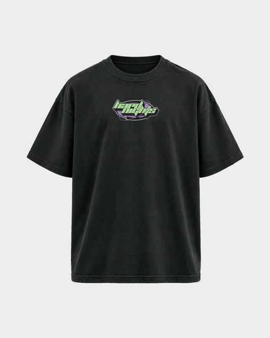Hard nights Ellipse – Oversized Shirt in Schwarz, Frontprint – Hard Nights