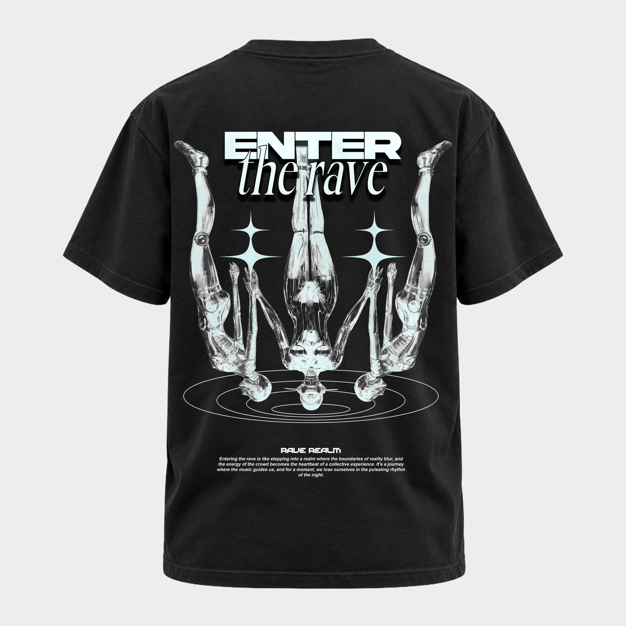 Enter the rave – Basic Shirt in Black – Rückansicht