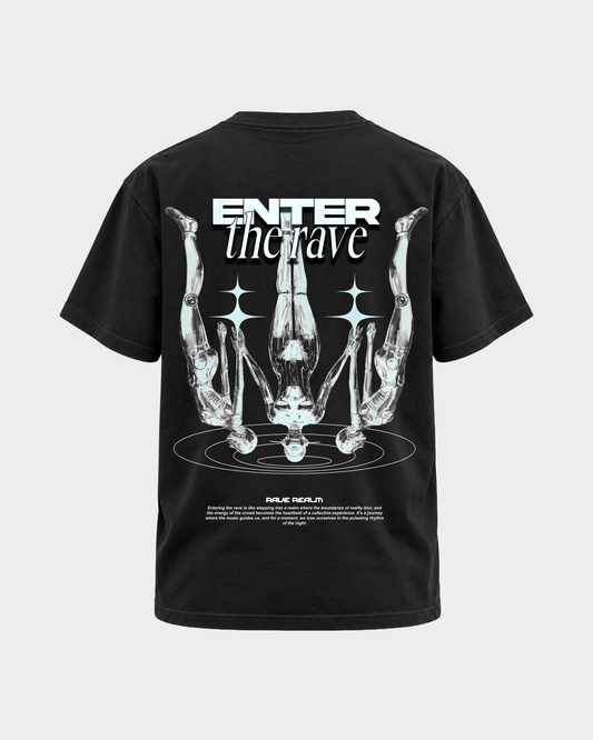 Enter the rave – Basic Shirt in Black – Rückansicht