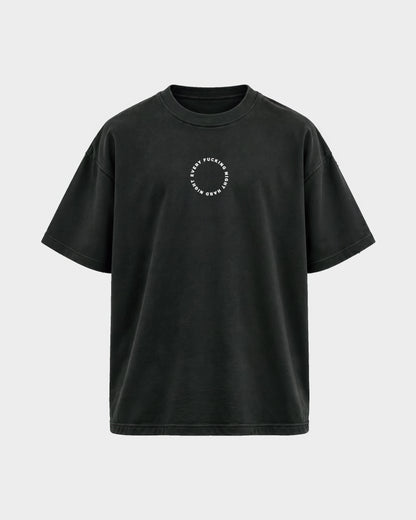 Every fuckin night – Oversized Shirt in Schwarz, Frontprint – Hard Nights