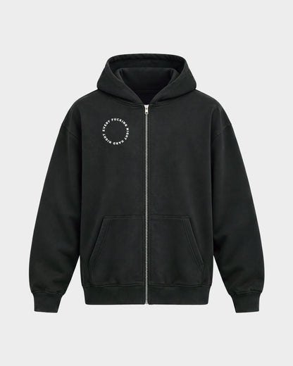 Every fuckin night – Oversized Zipper Hoodie in Schwarz, Frontprint – Hard Nights