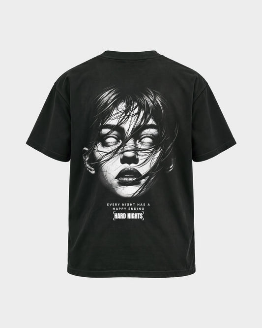 Every Night – Basic Shirt in Schwarz, Rückenprint – Hard Nights