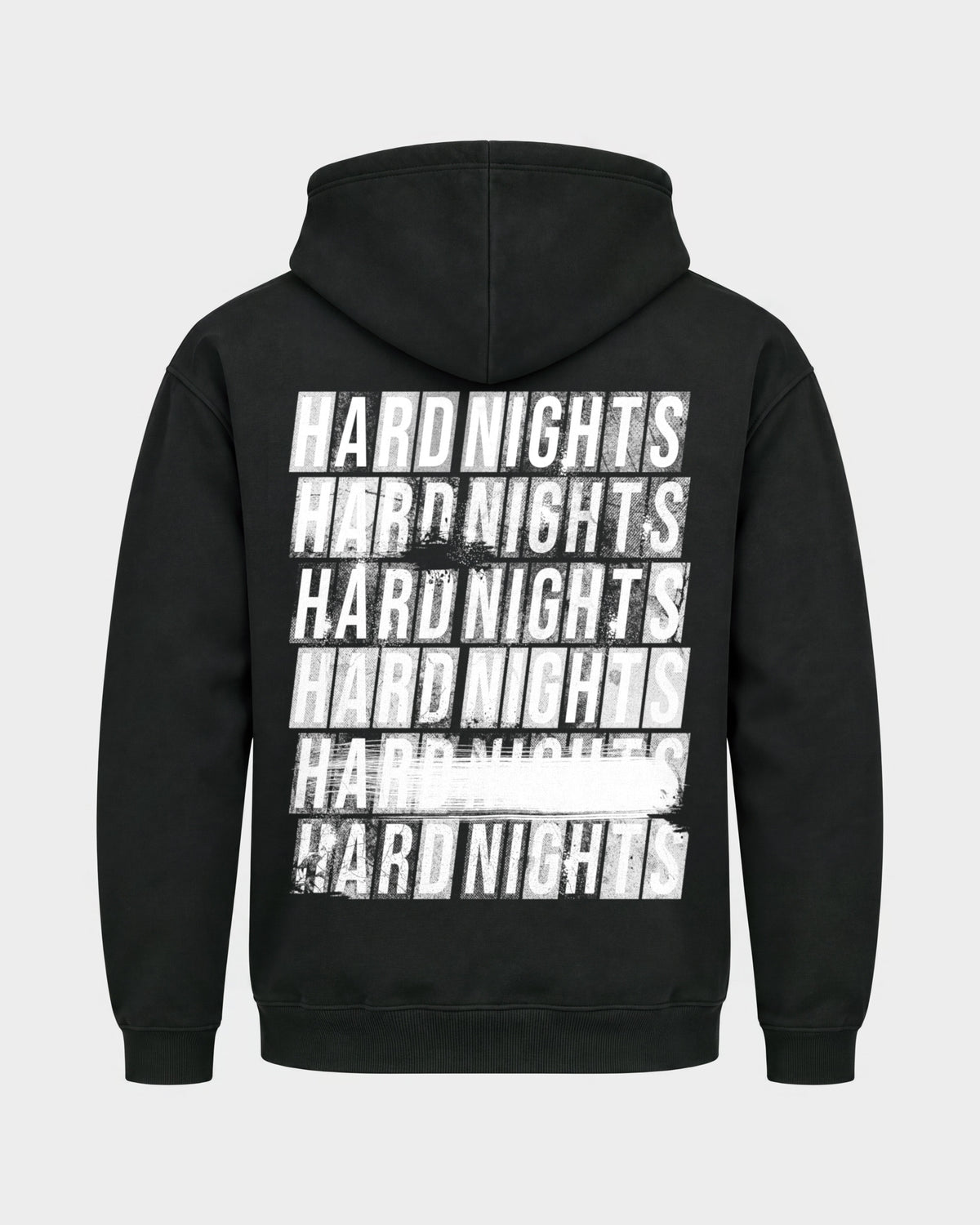 Hard Nights every time – Basic Hoodie in Schwarz, Rückenprint – Hard Nights
