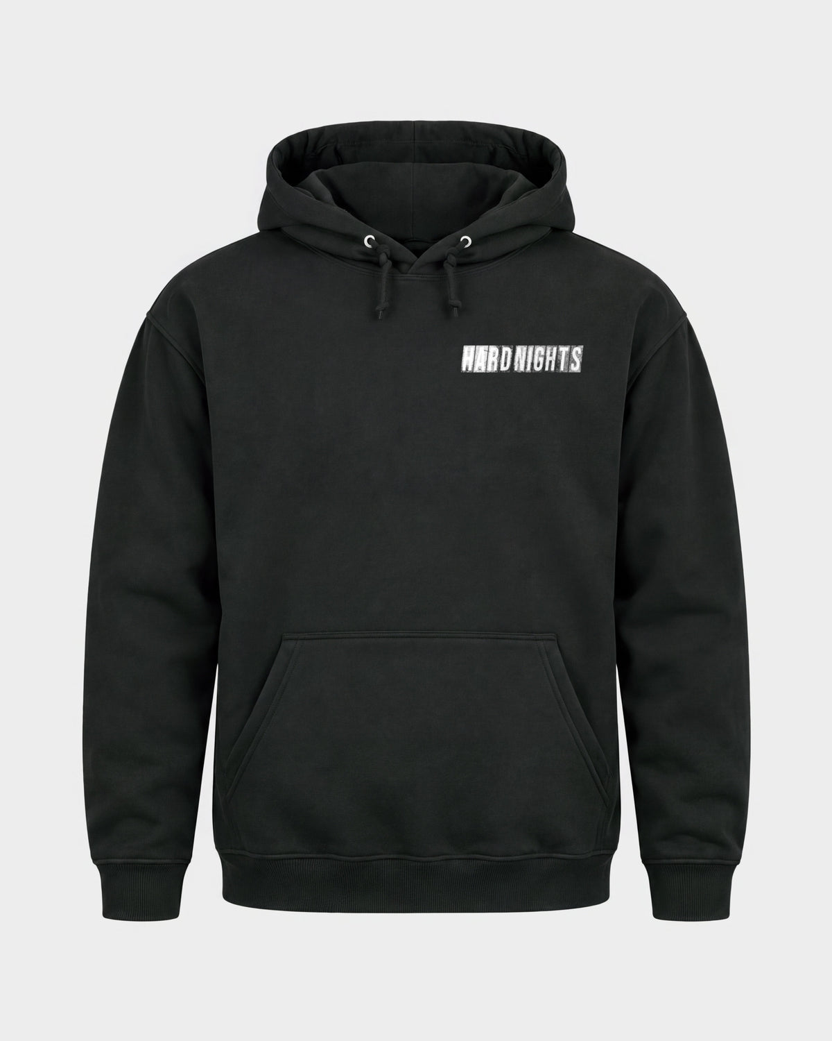 Hard Nights every time – Basic Hoodie in Schwarz, Frontprint – Hard Nights
