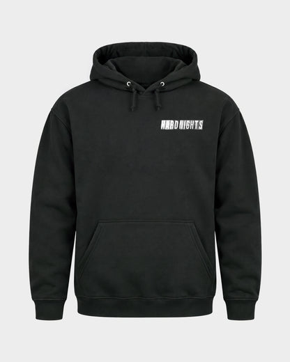 Hard Nights every time – Basic Hoodie in Schwarz, Frontprint – Hard Nights