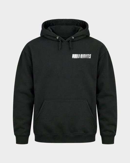 Hard Nights every time – Basic Hoodie in Schwarz, Frontprint – Hard Nights