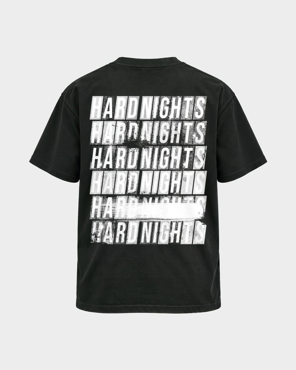 Hard Nights every time – Basic Shirt in Schwarz, Rückenprint – Hard Nights