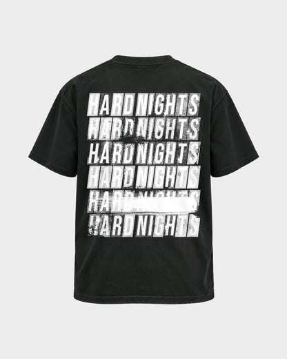 Hard Nights every time – Basic Shirt in Schwarz, Rückenprint – Hard Nights