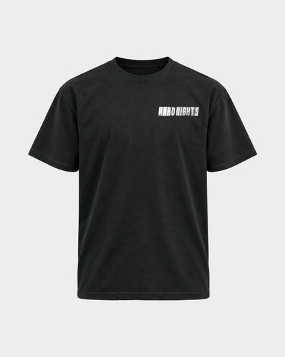 Hard Nights every time – Basic Shirt in Schwarz, Frontprint – Hard Nights