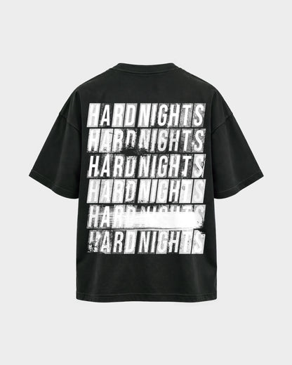 Hard Nights every time – Oversized Shirt in Schwarz, Rückenprint – Hard Nights