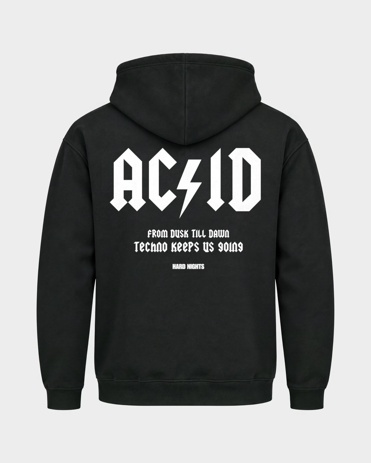 From dusk till dawn – Basic Hoodie in Schwarz, Rückenprint – Hard Nights
