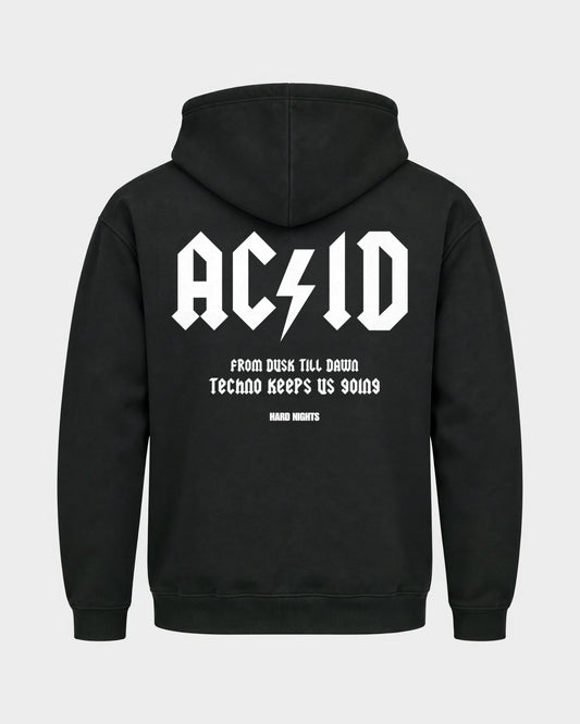 From dusk till dawn – Basic Hoodie in Schwarz, Rückenprint – Hard Nights