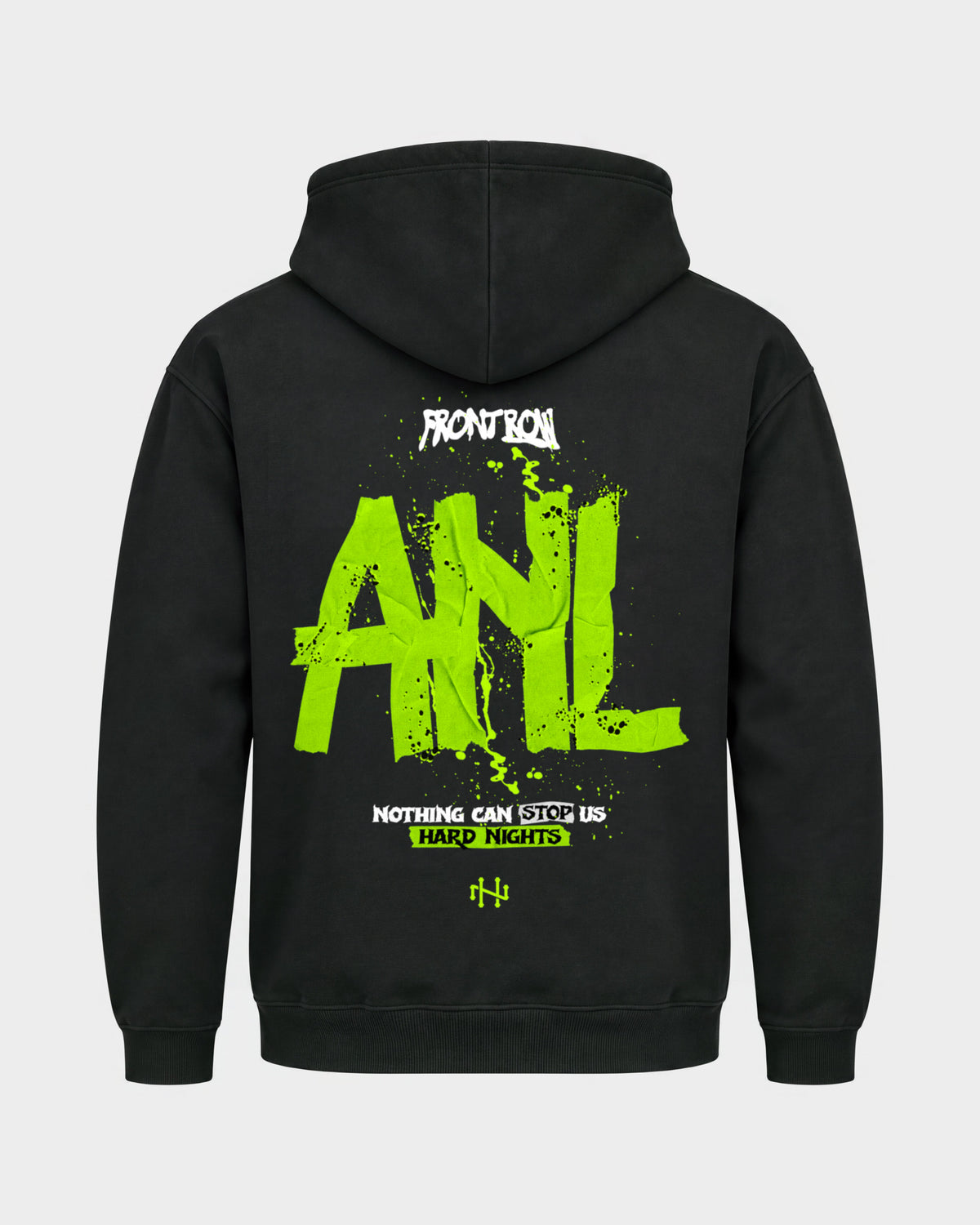 Frontrow ANL – Basic Hoodie in Schwarz, Rückenprint – Hard Nights