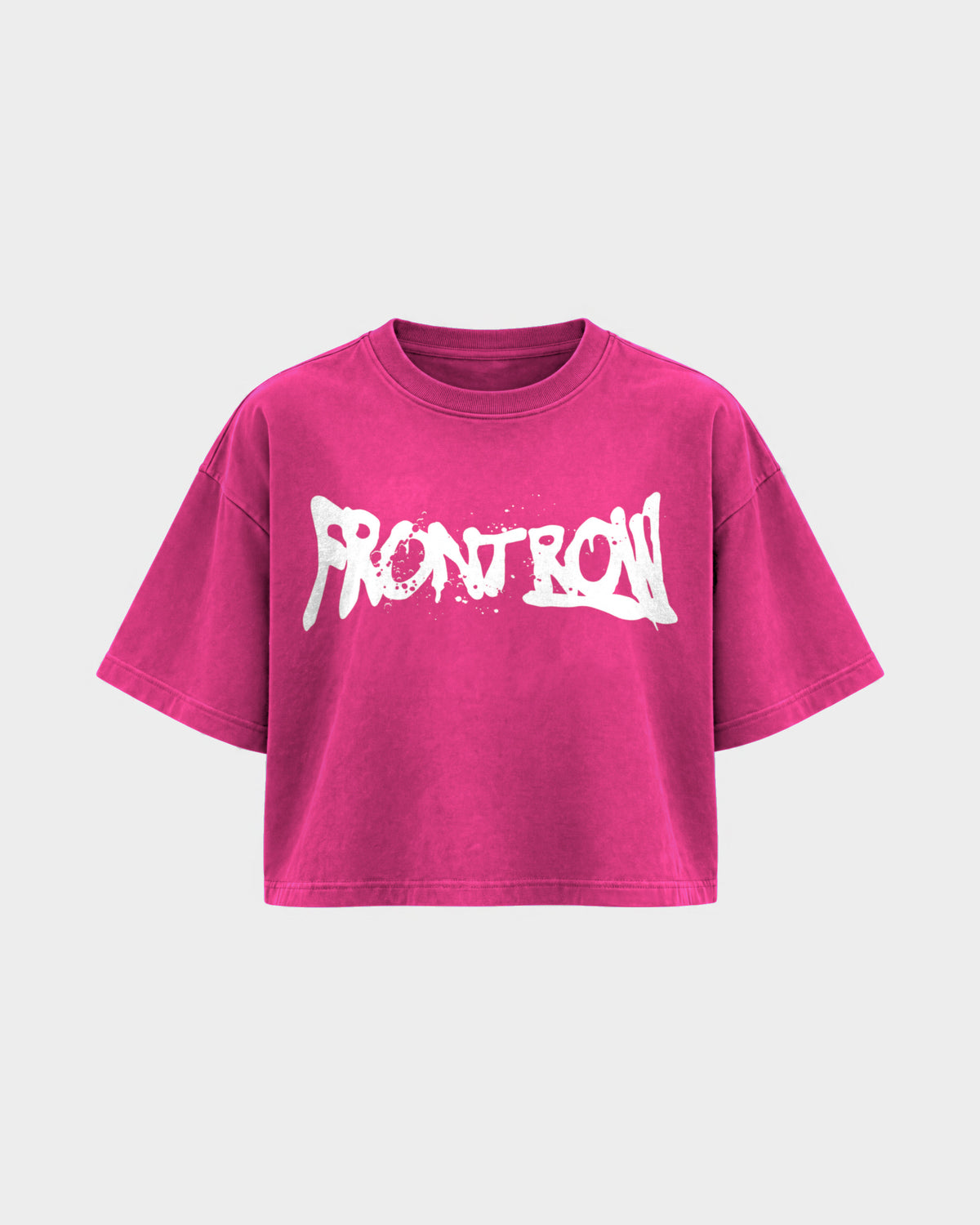 Frontrow ANL – Oversized Crop Top in Hibiskus-Pink, Frontprint – Hard Nights