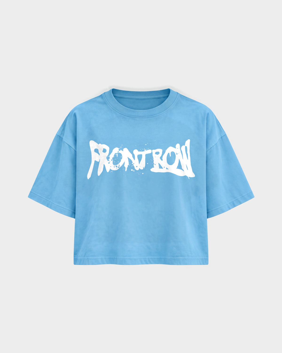Frontrow ANL – Oversized Crop Top in Himmelblau, Frontprint – Hard Nights
