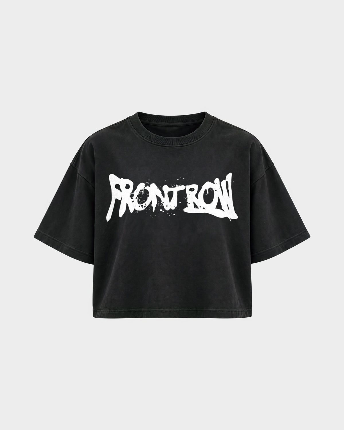 Frontrow ANL – Oversized Crop Top in Schwarz, Frontprint – Hard Nights