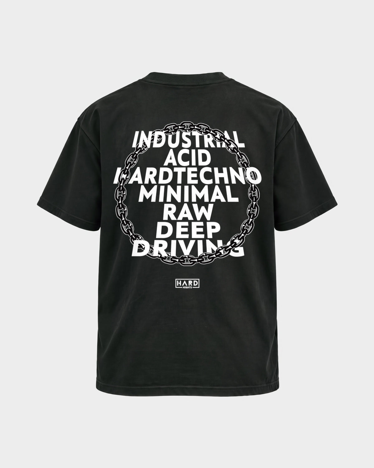 Genre – Basic Shirt in Schwarz, Rückenprint – Hard Nights