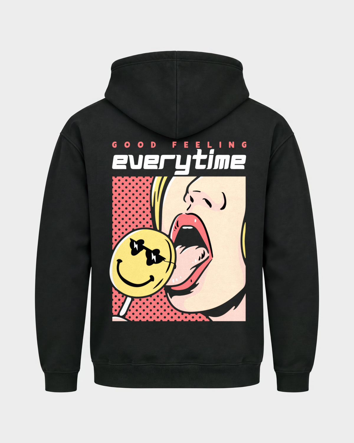 Good Feeling – Basic Hoodie in Schwarz, Rückenprint – Hard Nights