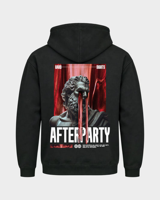 Greek Afterparty – Basic Hoodie in Schwarz, Rückenprint – Hard Nights