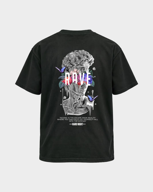 Greek Rave – Basic Shirt in Schwarz, Rückenprint – Hard Nights