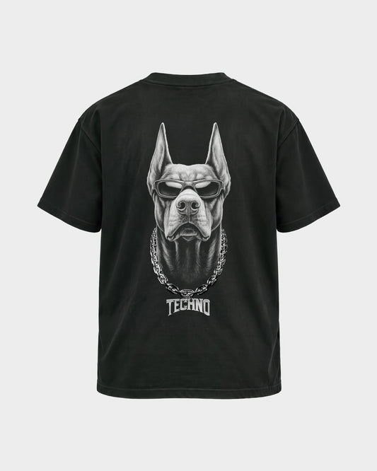 Hard Dog – Basic Shirt in Schwarz, Rückenprint – Hard Nights