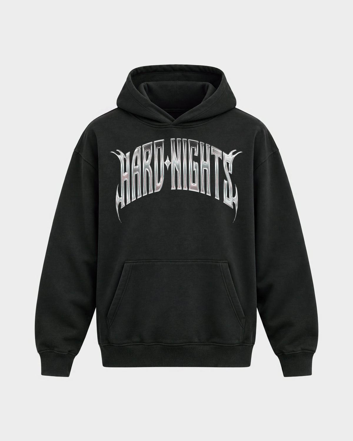 Hard Dog – Oversized Hoodie in Schwarz, Frontprint – Hard Nights