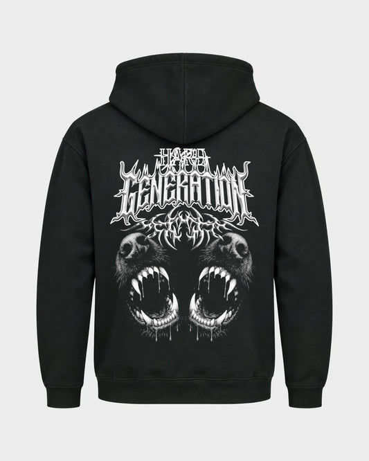 Hard Generation – Basic Hoodie in Schwarz, Rückenprint – Hard Nights
