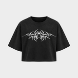 Hard Generation – Crop Top in Schwarz – Vorderansicht