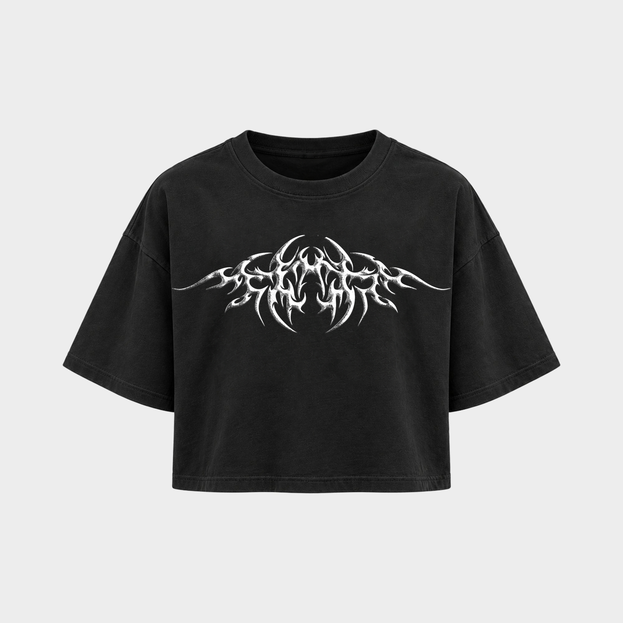 Hard Generation – Crop Top in Schwarz – Vorderansicht