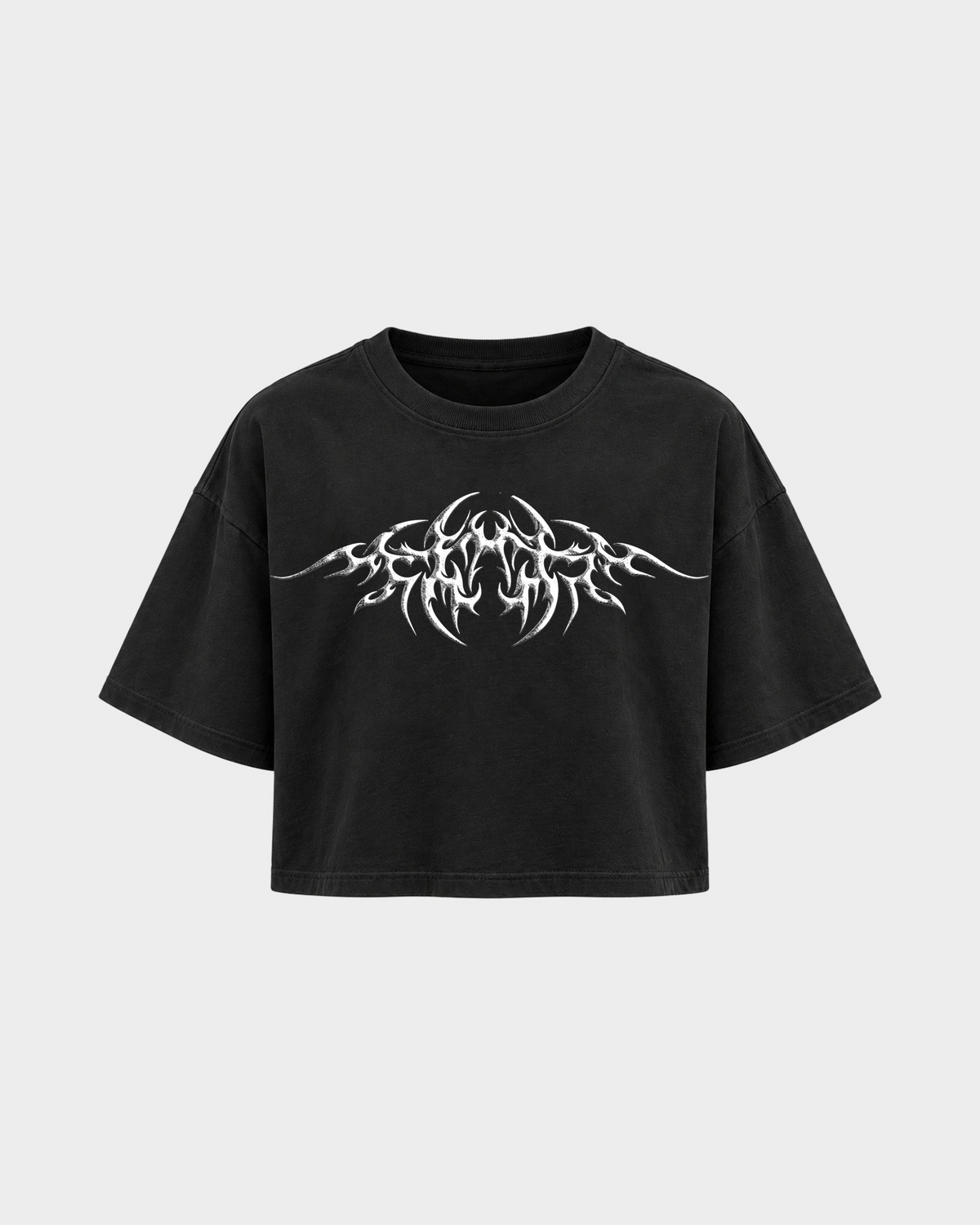 Hard Generation – Crop Top in Schwarz – Vorderansicht