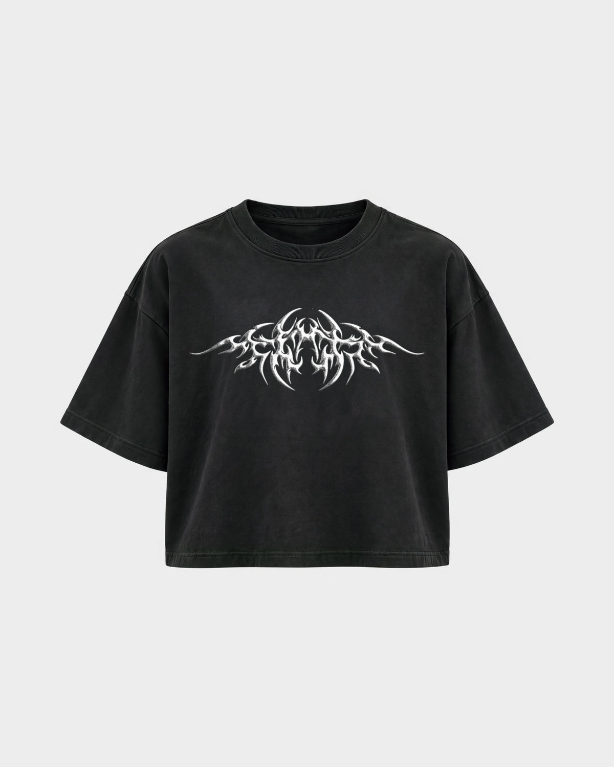 Hard Generation – Oversized Crop Top in Schwarz, Frontprint – Hard Nights